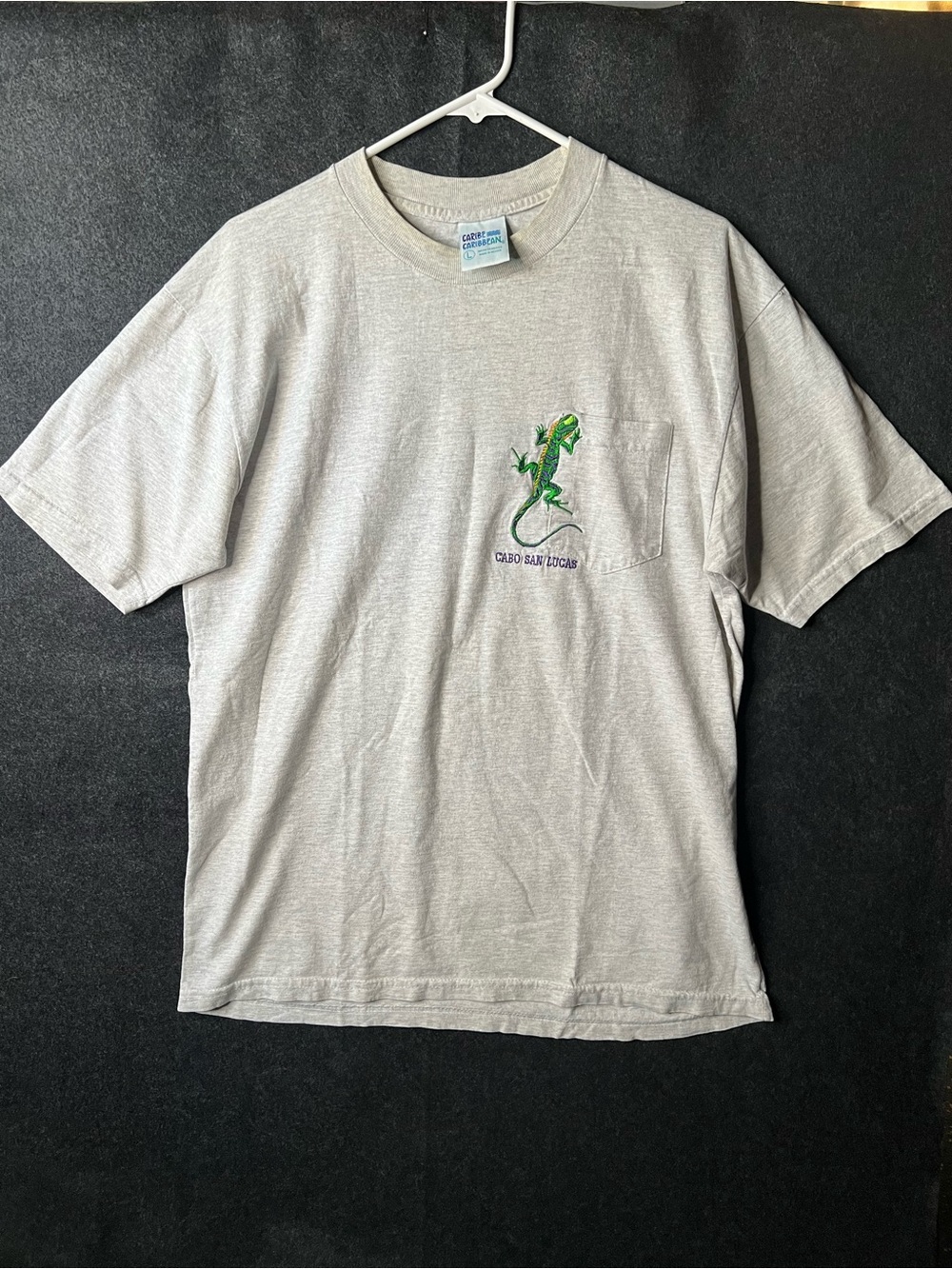 Vintage Caribe Caribbean‎ 90s Gray Mexico Embroidered Lizard Logo Men’s Size L